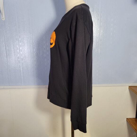 Divided by H&M Medium Black Orange Winking Pumpkin Longsleeve Sweatshirt - Picture 7 of 9